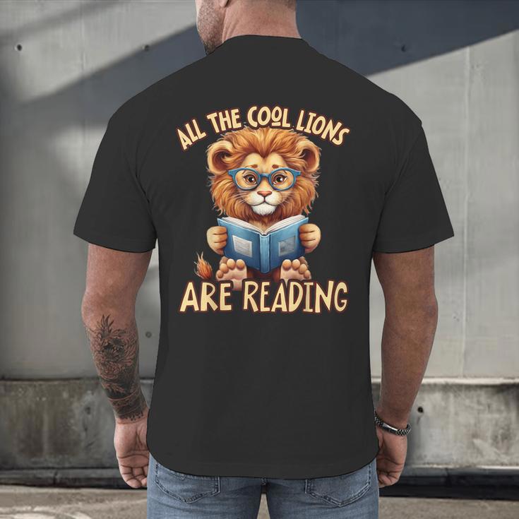 All The Cool Lions Are Reading Lion Teacher Men Women Kids Men's Back Print T-Shirt, gift for family, gift for coworker