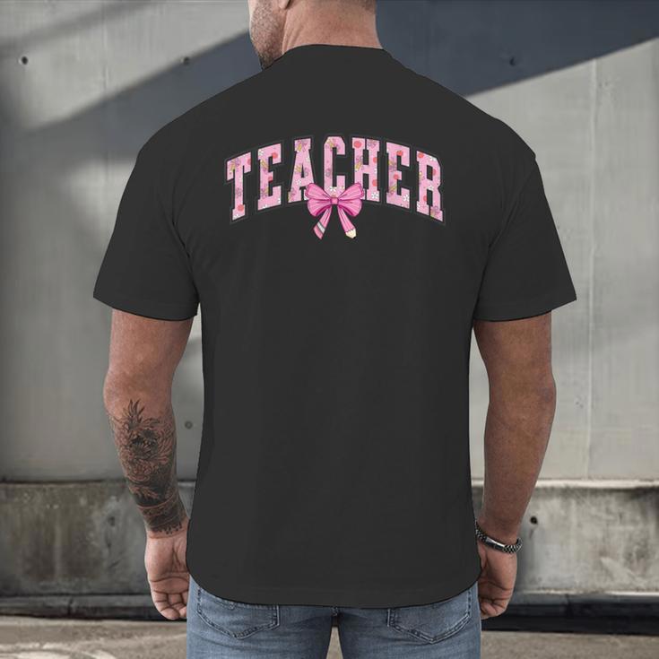 Coquette Bow Back To School First Day Teacher Men's Back Print T-Shirt, gift for family, gift for coworker Coquette Bow Back To School First Day Teacher Men's Back Print T-Shirt, gift for family, gift for coworker