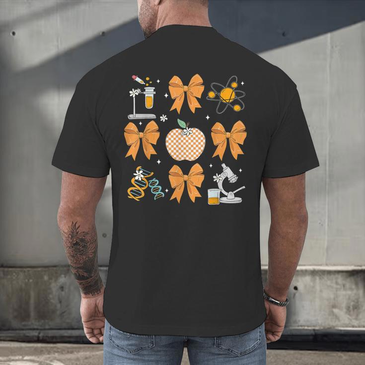 Coquette Bow Fall Science Teacher Stem Teacher Thanksgiving Men's Back Print T-Shirt, gift for family, gift for coworker