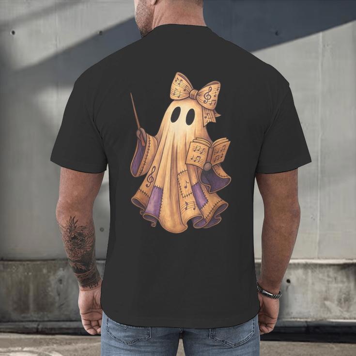 Coquette Music Note Patchwork Ghost Music Teacher Halloween Men's Back Print T-Shirt, gift for family, gift for coworker Coquette Music Note Patchwork Ghost Music Teacher Halloween Men's Back Print T-Shirt, gift for family, gift for coworker