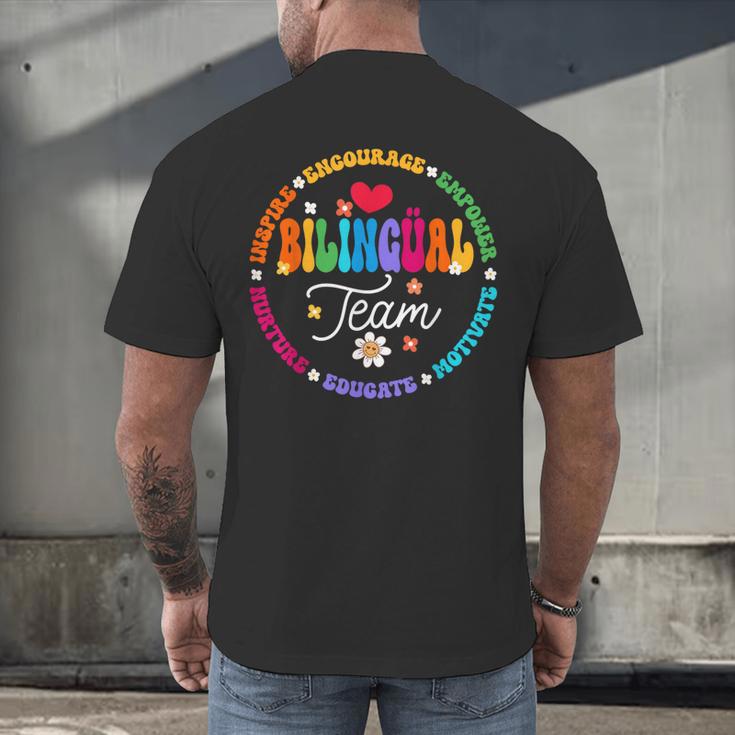 Cultivando Bilingues Dual Language Bilingual Team Teacher Men's Back Print T-Shirt, gift for family, gift for coworker Cultivando Bilingues Dual Language Bilingual Team Teacher Men's Back Print T-Shirt, gift for family, gift for coworker