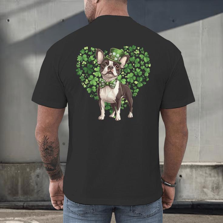 Cute Boston Terrier Shamrock St Patrick's Day Dog Lover Men Women Kids Men's Back Print T-Shirt, gift for family, gift for coworker
