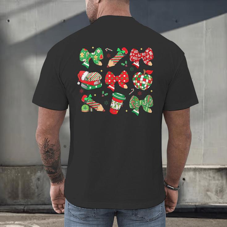 Cute Coquette Pencil Bow Christmas School Teacher Student Men's Back Print T-Shirt, gift for family, gift for coworker Cute Coquette Pencil Bow Christmas School Teacher Student Men's Back Print T-Shirt, gift for family, gift for coworker