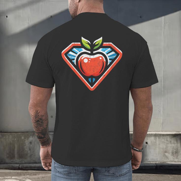 Cute Distressed Super Teacher Superhero Apple Men's Back Print T-Shirt, gift for family, gift for coworker Cute Distressed Super Teacher Superhero Apple Men's Back Print T-Shirt, gift for family, gift for coworker