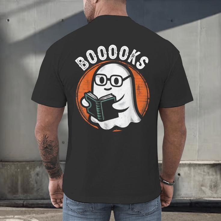 Cute Ghost Book Reading Books Lover Retro Halloween Teacher Men's Back Print T-Shirt, gift for family, gift for coworker Cute Ghost Book Reading Books Lover Retro Halloween Teacher Men's Back Print T-Shirt, gift for family, gift for coworker