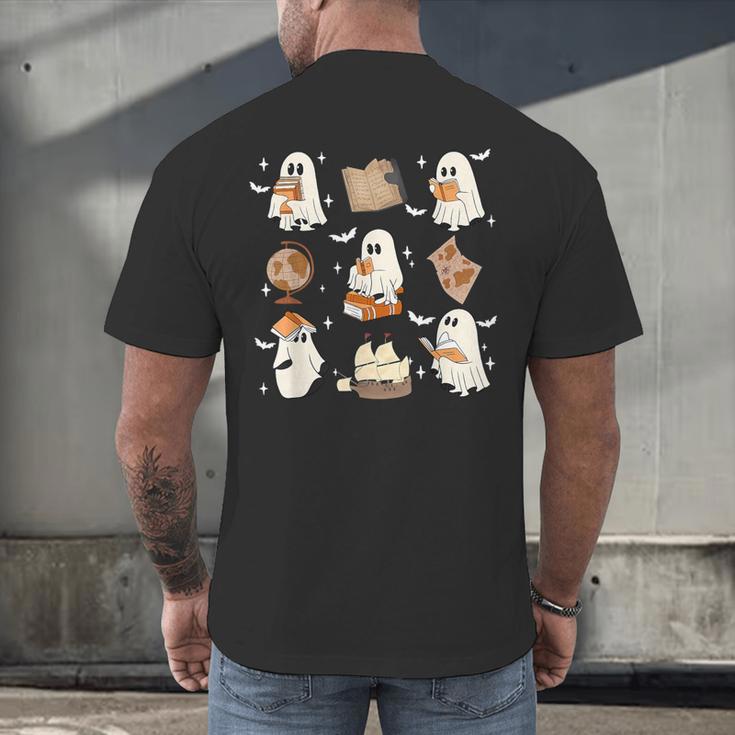 Cute Ghosts Reading Book Bookworm Halloween History Teacher Men's Back Print T-Shirt, gift for family, gift for coworker Cute Ghosts Reading Book Bookworm Halloween History Teacher Men's Back Print T-Shirt, gift for family, gift for coworker