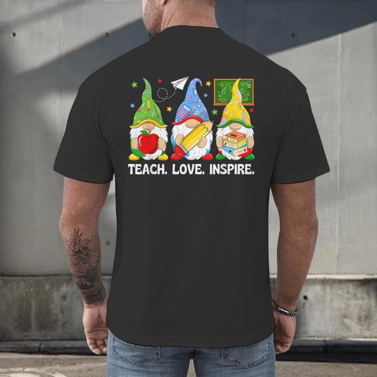 Cute Gnomes Teach Love And Inspire Back To School Teacher Men's Back Print T-Shirt, gift for family, gift for coworker Cute Gnomes Teach Love And Inspire Back To School Teacher Men's Back Print T-Shirt, gift for family, gift for coworker