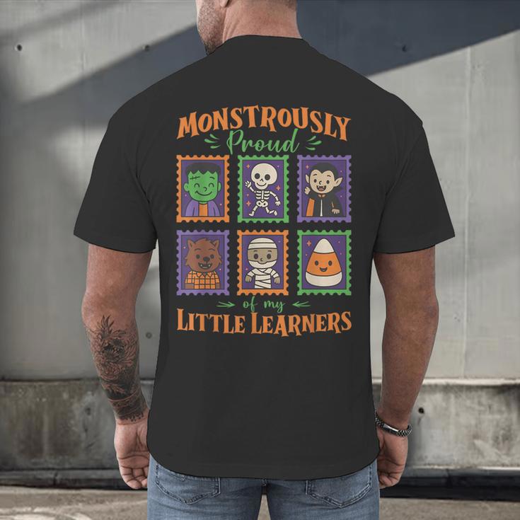 Cute Halloween Teacher Men's Back Print T-Shirt, gift for family, gift for coworker