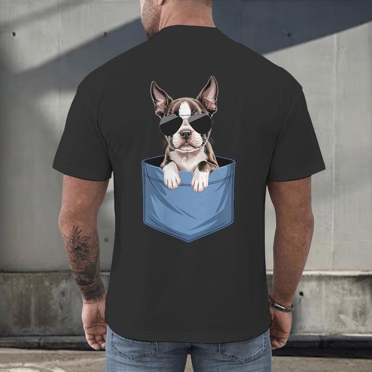 Cute Pocket Boston Terrier Lover Dog Mom Men's Back Print T-Shirt, gift for family, gift for coworker
