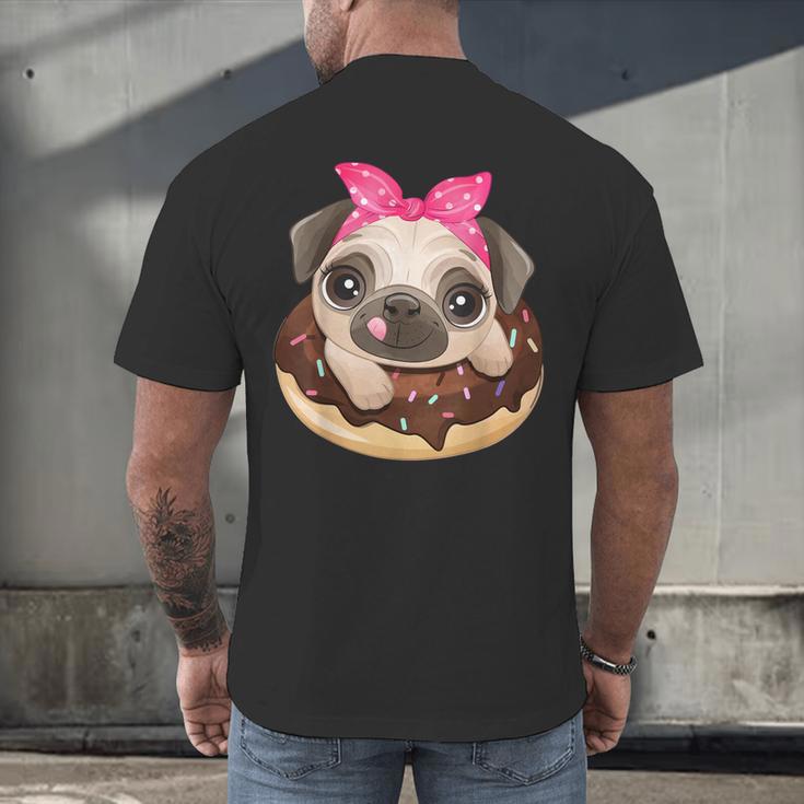 Cute Pug Shirt Donut Girls Dog Men's Back Print T-Shirt, gift for family, gift for coworker