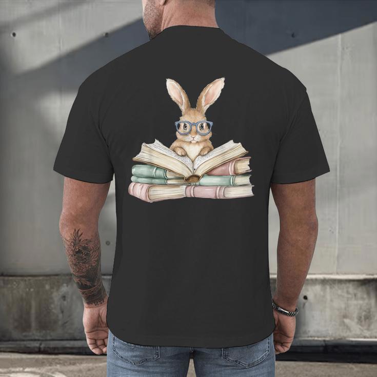 Cute Reading Bunny Glasses Books Bookworm Reader Teacher Men's Back Print T-Shirt, gift for family, gift for coworker Cute Reading Bunny Glasses Books Bookworm Reader Teacher Men's Back Print T-Shirt, gift for family, gift for coworker