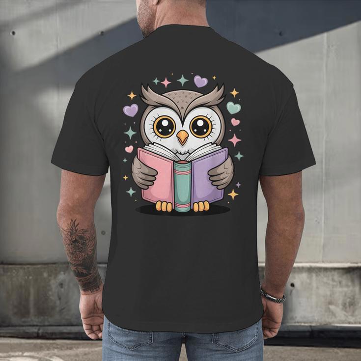 Cute Reading Owl Book Lover Teacher Librarian Bookworm Men's Back Print T-Shirt, gift for family, gift for coworker Cute Reading Owl Book Lover Teacher Librarian Bookworm Men's Back Print T-Shirt, gift for family, gift for coworker