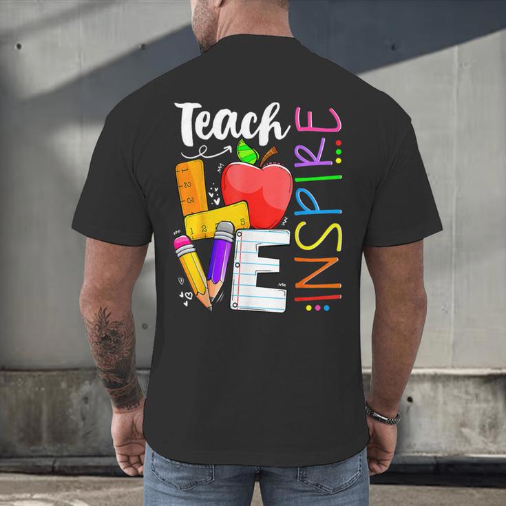 Cute Teach Love And Inspire Men Women Teacher Men's Back Print T-Shirt, gift for family, gift for coworker Cute Teach Love And Inspire Men Women Teacher Men's Back Print T-Shirt, gift for family, gift for coworker