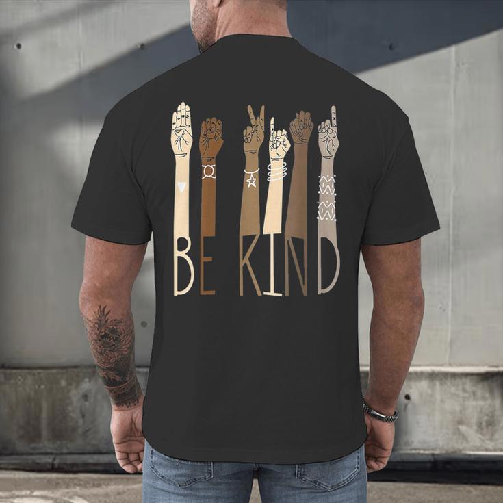 Deaf Be Kind Sign Language Hand Talking Teachers Interpreter Men's Back Print T-Shirt, gift for family, gift for coworker Deaf Be Kind Sign Language Hand Talking Teachers Interpreter Men's Back Print T-Shirt, gift for family, gift for coworker