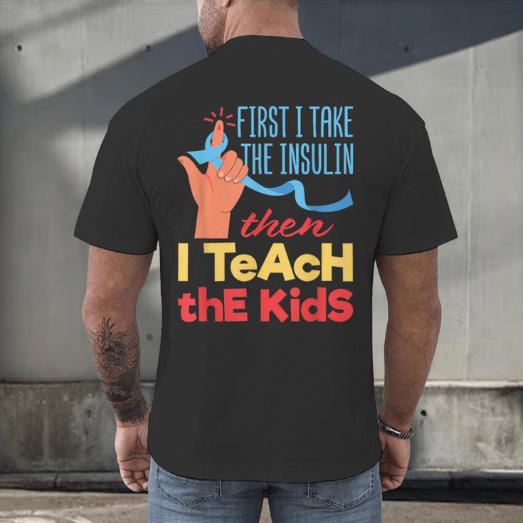 Diabetic Teacher Diabetes Awareness Insulin Blue Ribbon Men's Back Print T-Shirt, gift for family, gift for coworker Diabetic Teacher Diabetes Awareness Insulin Blue Ribbon Men's Back Print T-Shirt, gift for family, gift for coworker