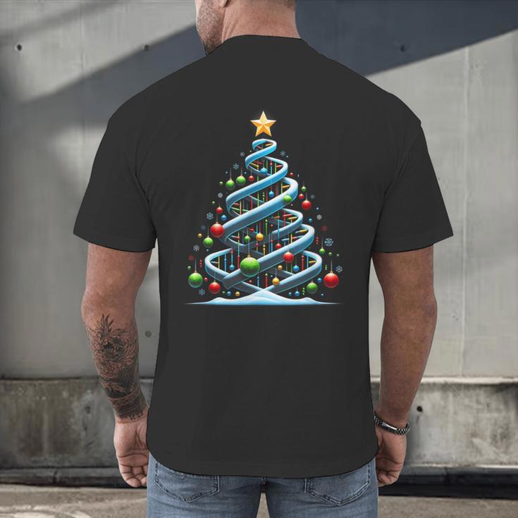 DNA Helix Christmas Tree Scientist Biology Science Teacher Men's Back Print T-Shirt, gift for family, gift for coworker