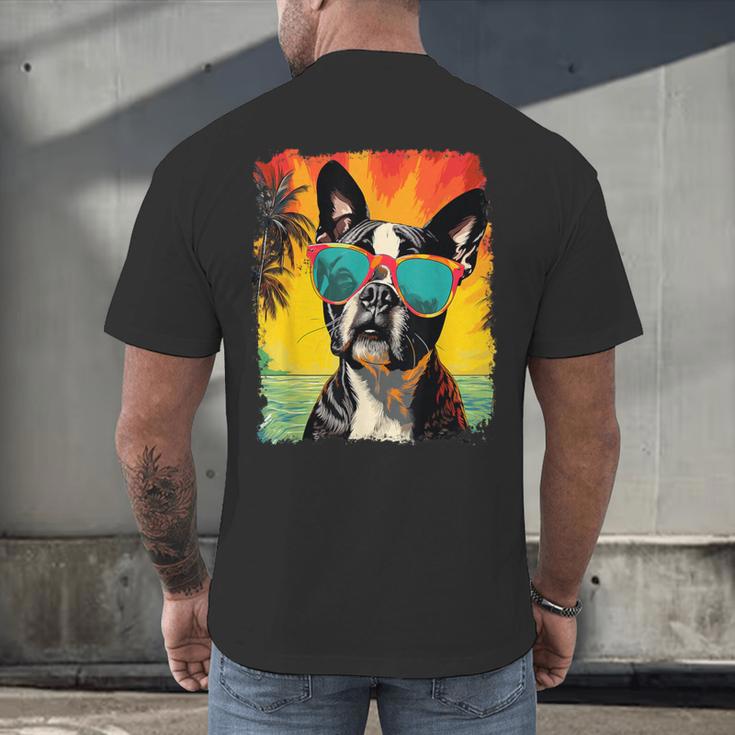 Dog Boston Terrier Hawaiian Men's Back Print T-Shirt, gift for family, gift for coworker