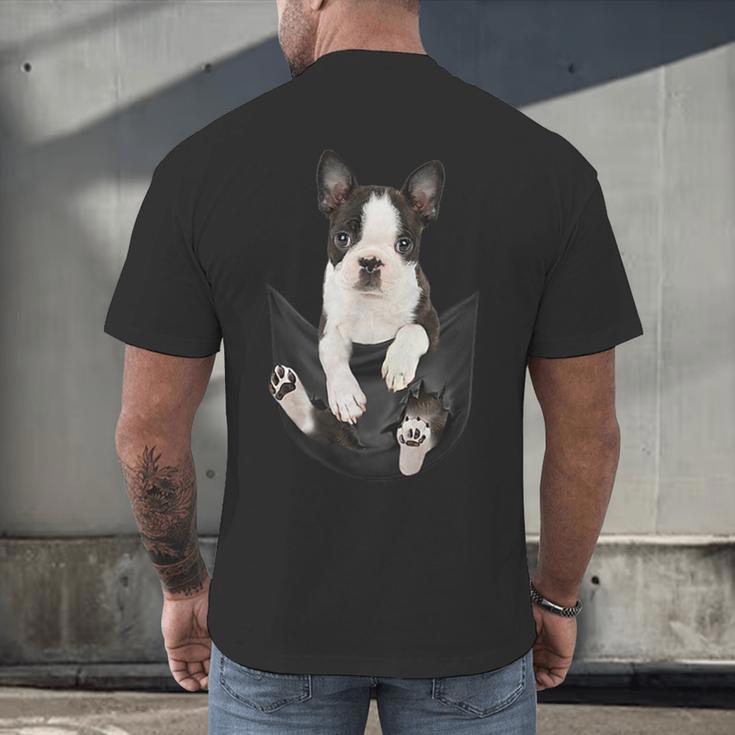 Dog Lovers Boston Terrier In Pocket Dog Face For Men Women Kids Men's Back Print T-Shirt, gift for family, gift for coworker