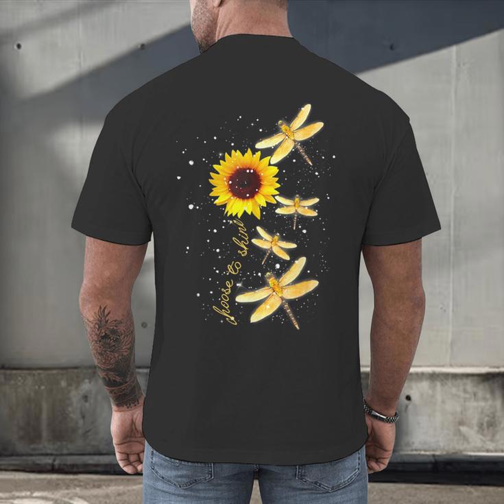Dragonfly Sunflower Teacher Growth Mindset Choose To Shine Men's Back Print T-Shirt, gift for family, gift for coworker Dragonfly Sunflower Teacher Growth Mindset Choose To Shine Men's Back Print T-Shirt, gift for family, gift for coworker