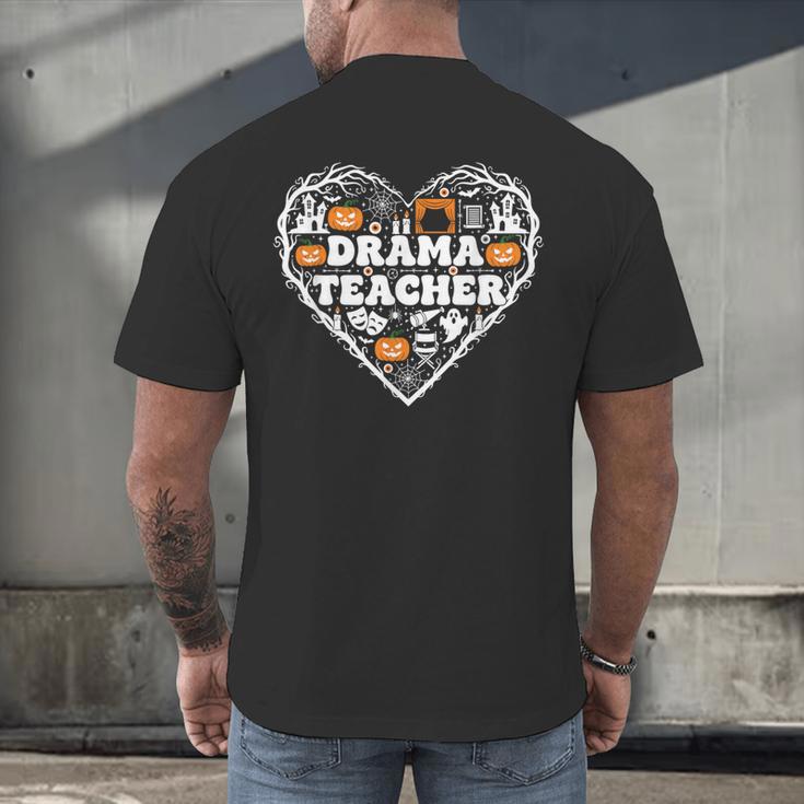 Drama Teacher Heart Pumpkin Ghost Halloween Kids Men's Back Print T-Shirt, gift for family, gift for coworker