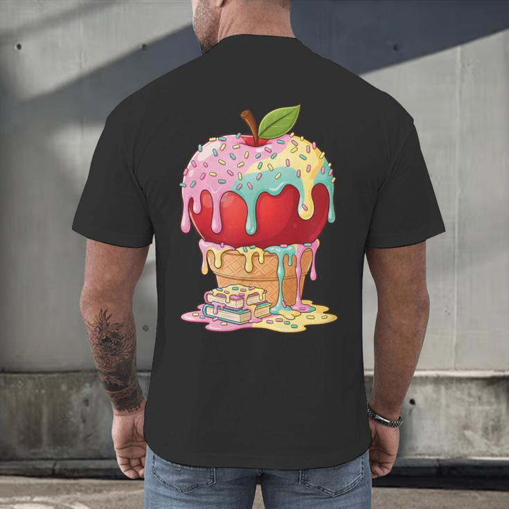 Dripping Apple Ice Cream Cone Cute Teacher Appreciation Men's Back Print T-Shirt, gift for family, gift for coworker Dripping Apple Ice Cream Cone Cute Teacher Appreciation Men's Back Print T-Shirt, gift for family, gift for coworker