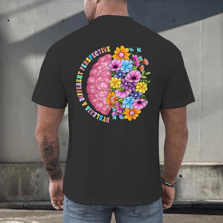 Dyslexia Different Perspective Reading Brain Floral Teacher Men's Back Print T-Shirt, gift for family, gift for coworker