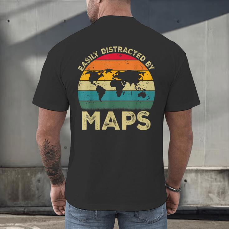 Easily Distracted By Maps Geography Teacher Men's Back Print T-Shirt, gift for family, gift for coworker Easily Distracted By Maps Geography Teacher Men's Back Print T-Shirt, gift for family, gift for coworker