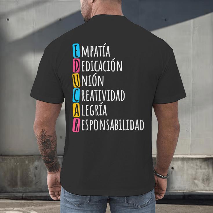 Educar Bilingual Spanish Teacher Men's Back Print T-Shirt, gift for family, gift for coworker Educar Bilingual Spanish Teacher Men's Back Print T-Shirt, gift for family, gift for coworker