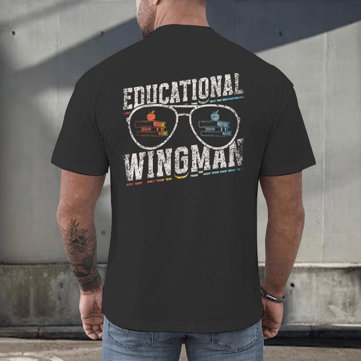 Educational Wingman Assisting Teacher Teaching Assistant Men's Back Print T-Shirt, gift for family, gift for coworker