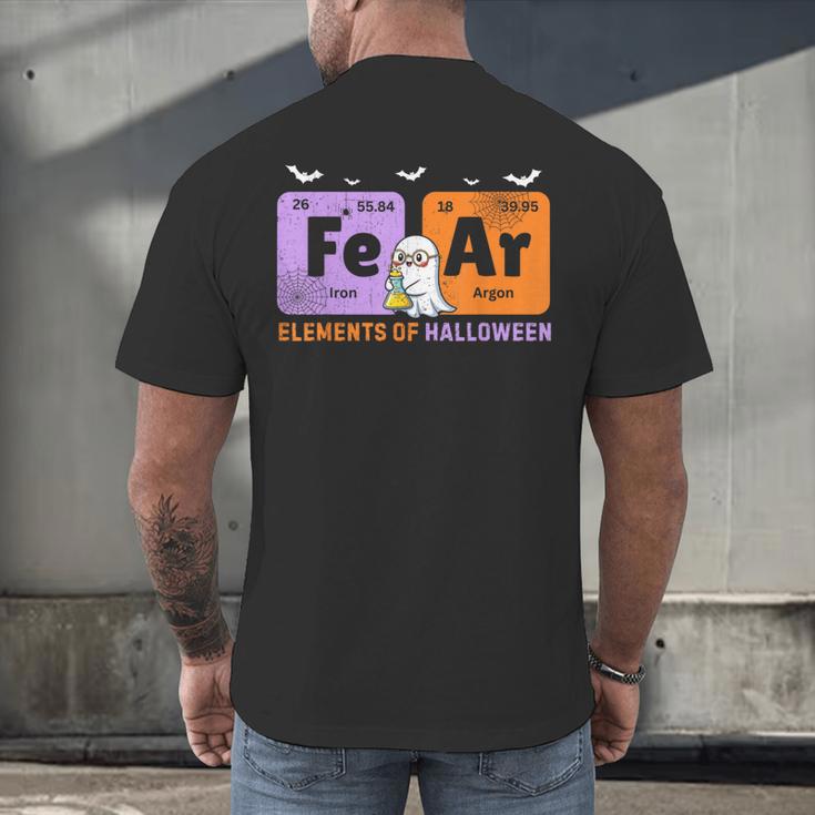 Elements Of Halloween Fear Periodically Chemistry Teacher Men's Back Print T-Shirt, gift for family, gift for coworker