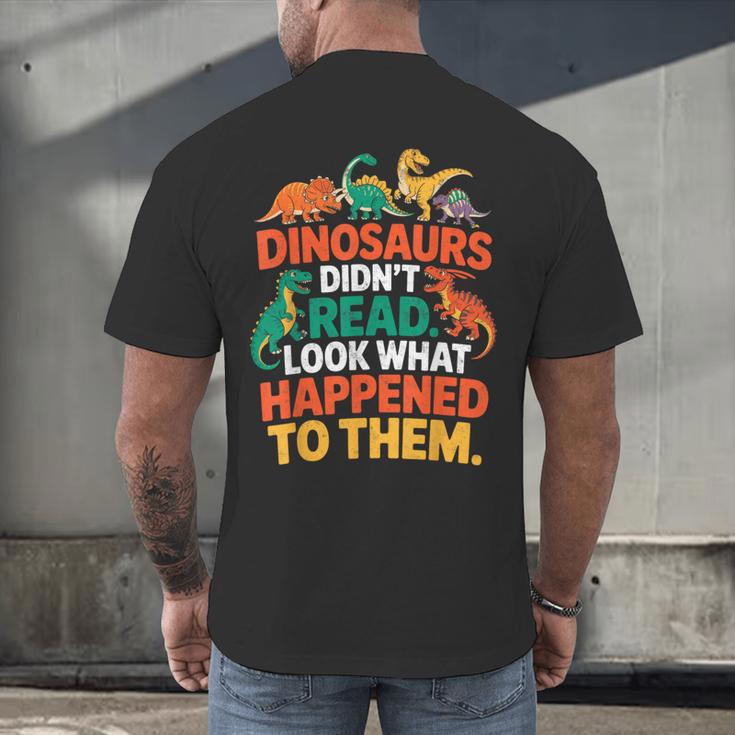 English Teacher Dinosaurs Didn’t Read What Happened To Them Men's Back Print T-Shirt, gift for family, gift for coworker English Teacher Dinosaurs Didn’t Read What Happened To Them Men's Back Print T-Shirt, gift for family, gift for coworker