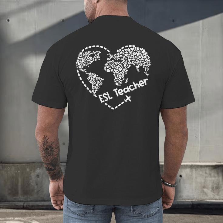 ESL Teacher ESOL Student Cute Heart Shape English Teacher Men's Back Print T-Shirt, gift for family, gift for coworker ESL Teacher ESOL Student Cute Heart Shape English Teacher Men's Back Print T-Shirt, gift for family, gift for coworker