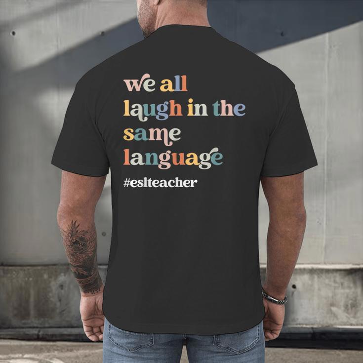 ESL Teacher ESOL Student Cute Retro Back To School First Day Men's Back Print T-Shirt, gift for family, gift for coworker ESL Teacher ESOL Student Cute Retro Back To School First Day Men's Back Print T-Shirt, gift for family, gift for coworker