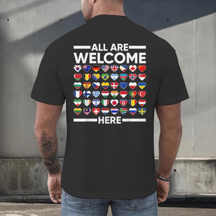 ESL Teacher All Are Welcome Here For Worlds Virtual Teachers Men's Back Print T-Shirt, gift for family, gift for coworker