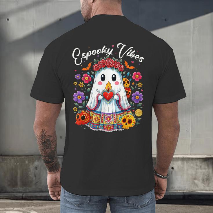 Espooky Vibes Maestra Halloween Spanish Mexican Teacher Men's Back Print T-Shirt, gift for family, gift for coworker