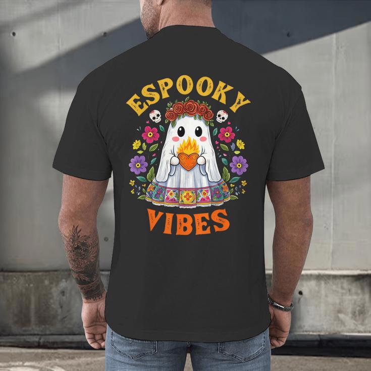 Espooky Vibes Spanish Mexican Halloween Ghost Teachers Men's Back Print T-Shirt, gift for family, gift for coworker Espooky Vibes Spanish Mexican Halloween Ghost Teachers Men's Back Print T-Shirt, gift for family, gift for coworker