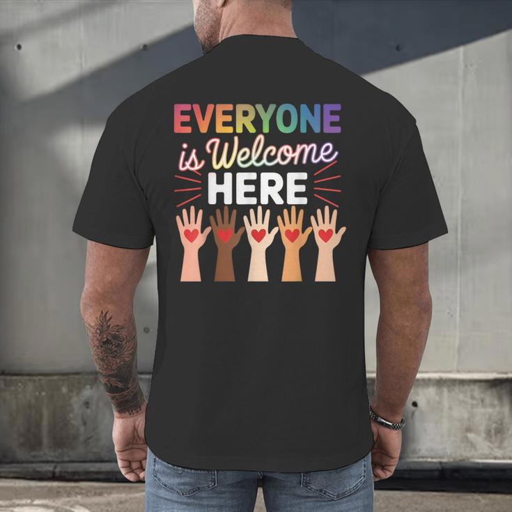 Everyone Is Welcome Here Shirt Teacher Men's Back Print T-Shirt, gift for family, gift for coworker Everyone Is Welcome Here Shirt Teacher Men's Back Print T-Shirt, gift for family, gift for coworker