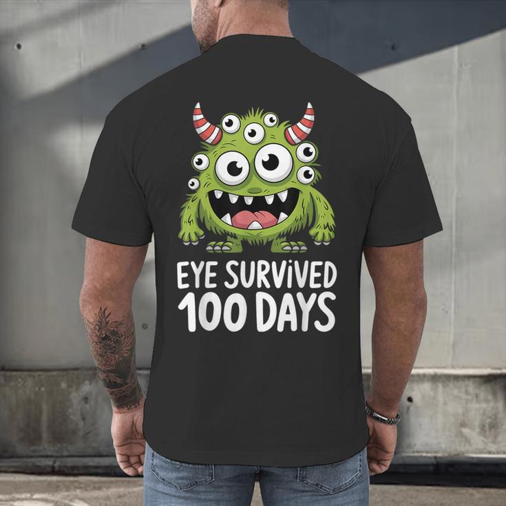 Eye Survived 100 Days Of School Monster Lover Teacher Kids Men's Back Print T-Shirt, gift for family, gift for coworker