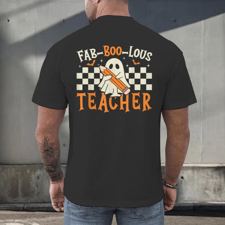 Fab Boo Lous Teacher Retro Ghost Spooky Halloween Costume Men's Back Print T-Shirt, gift for family, gift for coworker Fab Boo Lous Teacher Retro Ghost Spooky Halloween Costume Men's Back Print T-Shirt, gift for family, gift for coworker
