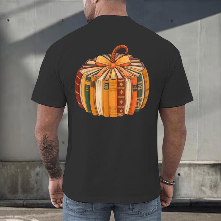 Fall Book Halloween Costume Autumn Pumpkin Teacher Kids Men's Back Print T-Shirt, gift for family, gift for coworker