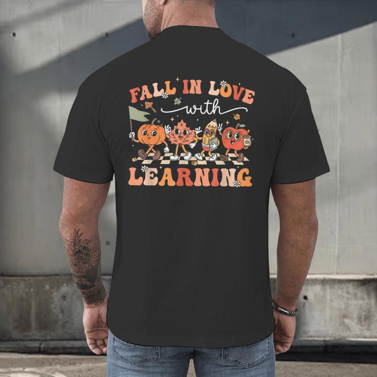 Fall In Love With Learning Autumn Teacher Thanksgiving Men's Back Print T-Shirt, gift for family, gift for coworker Fall In Love With Learning Autumn Teacher Thanksgiving Men's Back Print T-Shirt, gift for family, gift for coworker