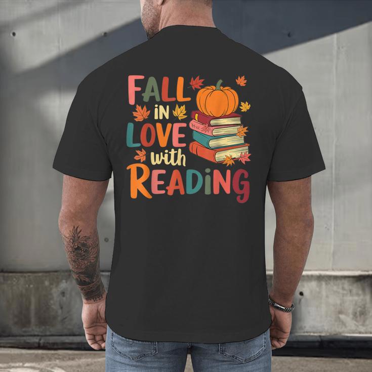 Fall In Love With Reading Autumn Thanksgiving Shirt Teacher Men's Back Print T-Shirt, gift for family, gift for coworker Fall In Love With Reading Autumn Thanksgiving Shirt Teacher Men's Back Print T-Shirt, gift for family, gift for coworker