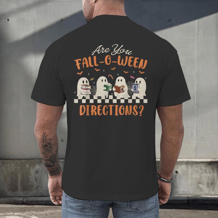 Are You Fall-O-Ween Directions Halloween TeacherGhost Book Men's Back Print T-Shirt, gift for family, gift for coworker Are You Fall-O-Ween Directions Halloween TeacherGhost Book Men's Back Print T-Shirt, gift for family, gift for coworker