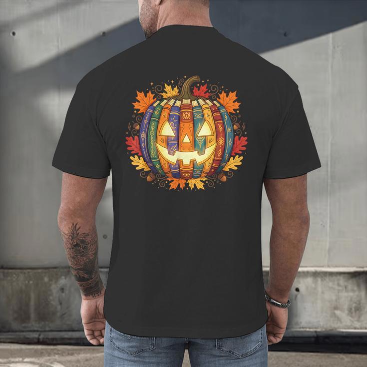 Fall Pumpkin Book Lover Spooky Librarian Teacher Halloween Men's Back Print T-Shirt, gift for family, gift for coworker Fall Pumpkin Book Lover Spooky Librarian Teacher Halloween Men's Back Print T-Shirt, gift for family, gift for coworker