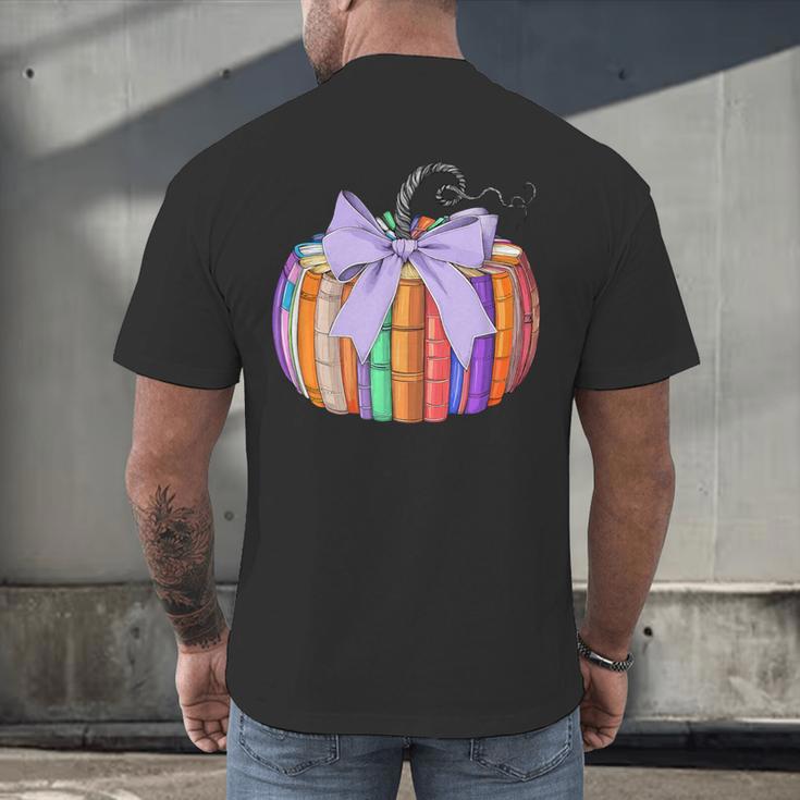 Fall Pumpkin Books Lover Halloween Teacher Teaching Staff Men's Back Print T-Shirt, gift for family, gift for coworker Fall Pumpkin Books Lover Halloween Teacher Teaching Staff Men's Back Print T-Shirt, gift for family, gift for coworker