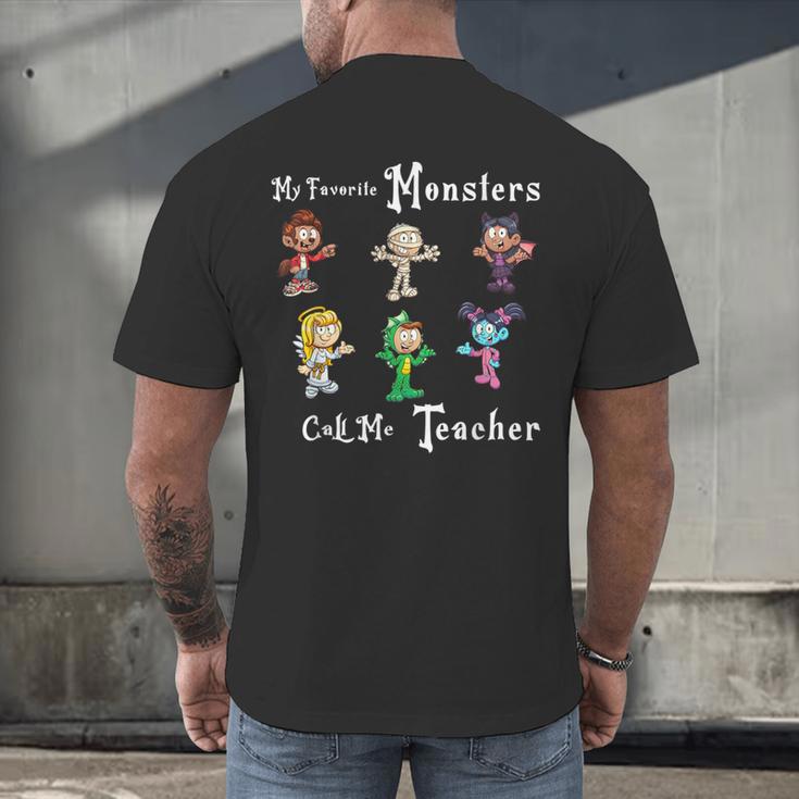 My Favorite Monsters Call Me Teacher Thank Mummy Vampire Bat Men's Back Print T-Shirt, gift for family, gift for coworker My Favorite Monsters Call Me Teacher Thank Mummy Vampire Bat Men's Back Print T-Shirt, gift for family, gift for coworker