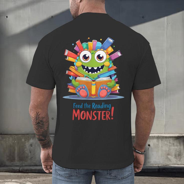 Feed The Reading Monster Halloween Teacher Men's Back Print T-Shirt, gift for family, gift for coworker Feed The Reading Monster Halloween Teacher Men's Back Print T-Shirt, gift for family, gift for coworker