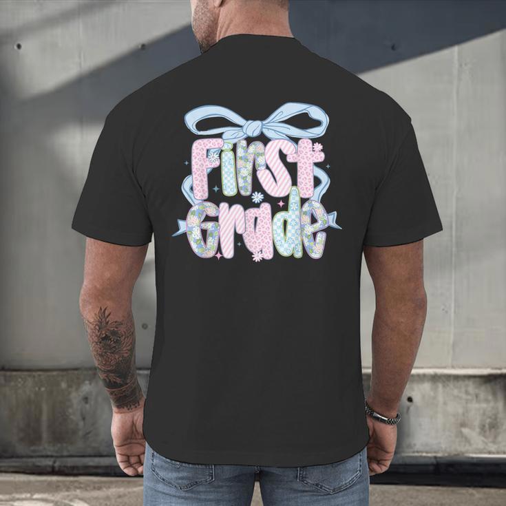 First Grade Coquette Bow Girls Teacher Team 1st Grade Squad Men's Back Print T-Shirt, gift for family, gift for coworker First Grade Coquette Bow Girls Teacher Team 1st Grade Squad Men's Back Print T-Shirt, gift for family, gift for coworker