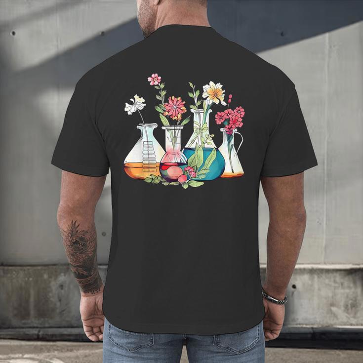 Floral Beakers Chemistry Lab Teacher Men's Back Print T-Shirt, gift for family, gift for coworker Floral Beakers Chemistry Lab Teacher Men's Back Print T-Shirt, gift for family, gift for coworker