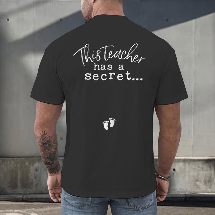 Fun Pregnant Teacher Announcement Idea- Footprints On Tummy Men's Back Print T-Shirt, gift for family, gift for coworker Fun Pregnant Teacher Announcement Idea- Footprints On Tummy Men's Back Print T-Shirt, gift for family, gift for coworker